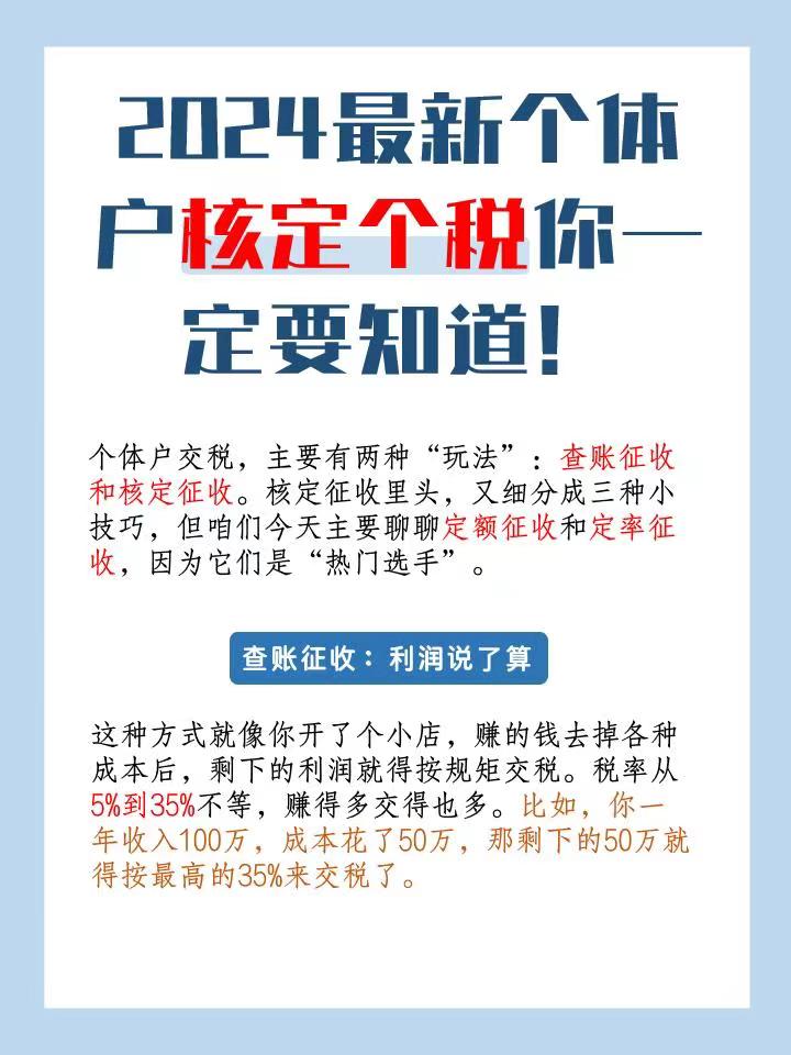 濮阳2024最新个体户核定个税你一定要知道！